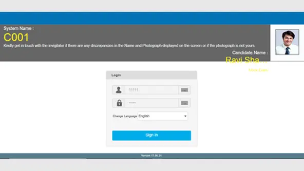 Candidate Login Screen Key Features